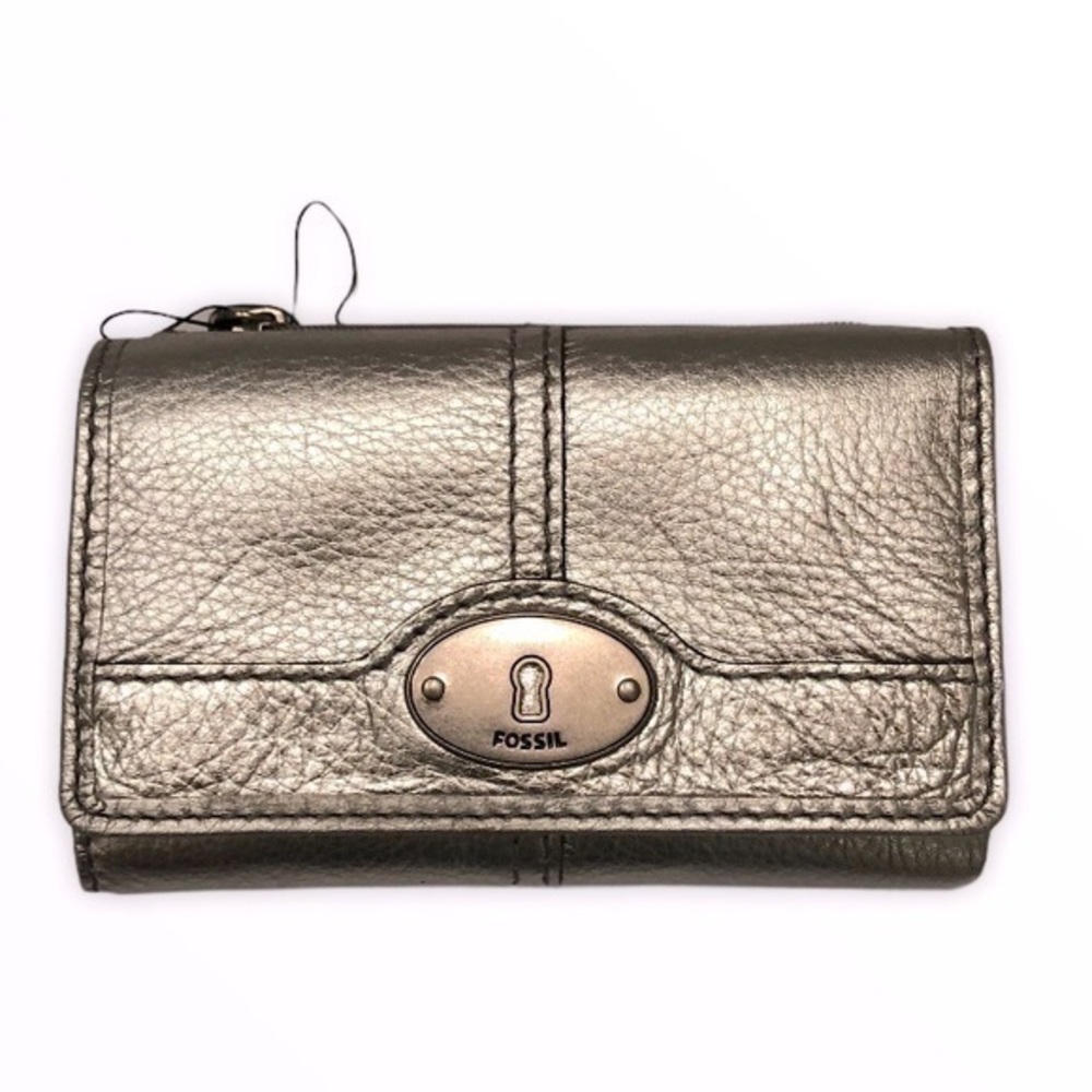 Fossil silver metallic leather wallet